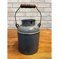 Antique Primitive Grey Graniteware Enamelware Cream Milk Can Pail Farmhouse Kitchen Decor