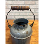 Antique Primitive Grey Graniteware Enamelware Cream Milk Can Pail Farmhouse Kitchen Decor