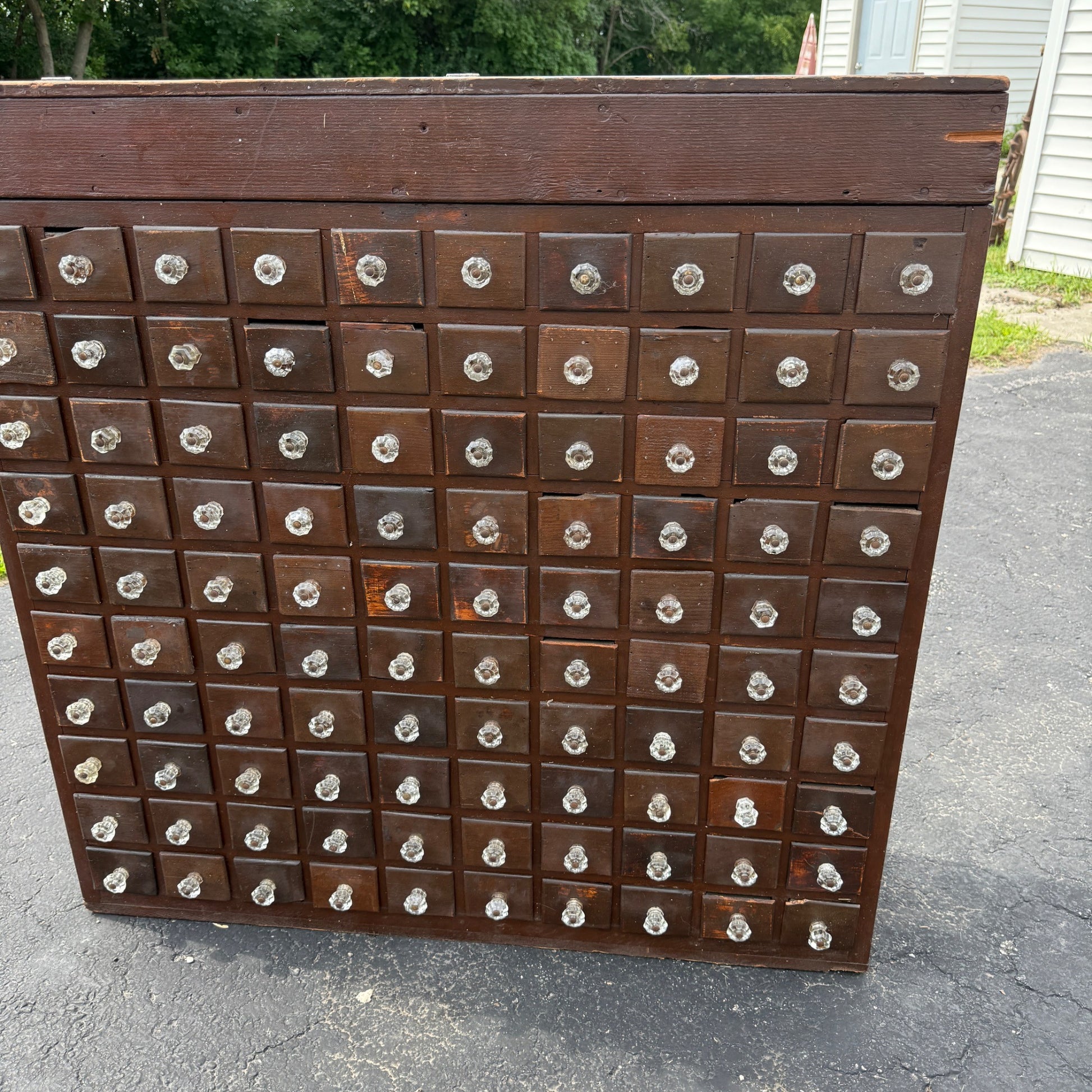Antique Primitive Apothecary 100-Drawer Cabinet w/ Glass Knobs Drug Store
