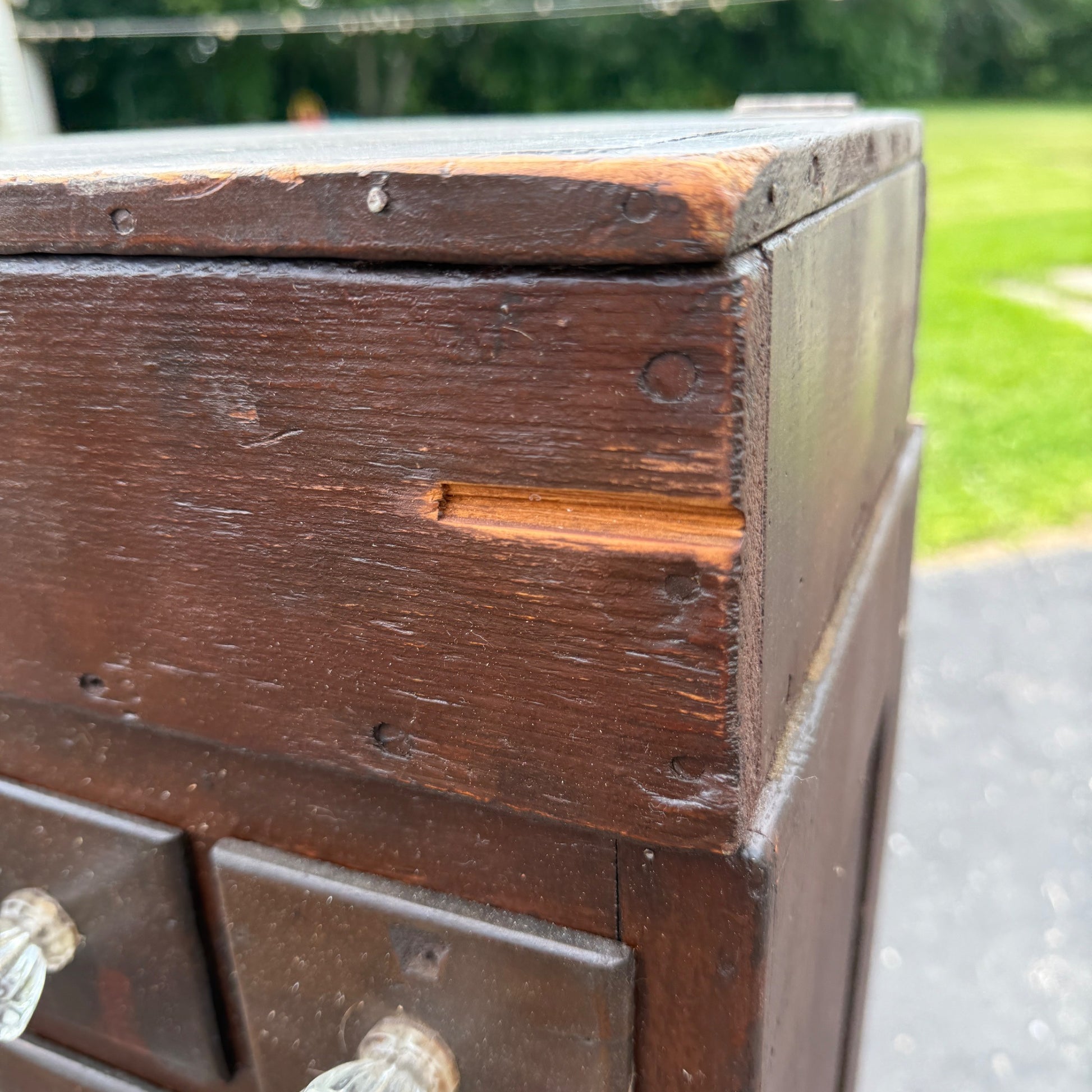 Antique Primitive Apothecary 100-Drawer Cabinet w/ Glass Knobs Drug Store