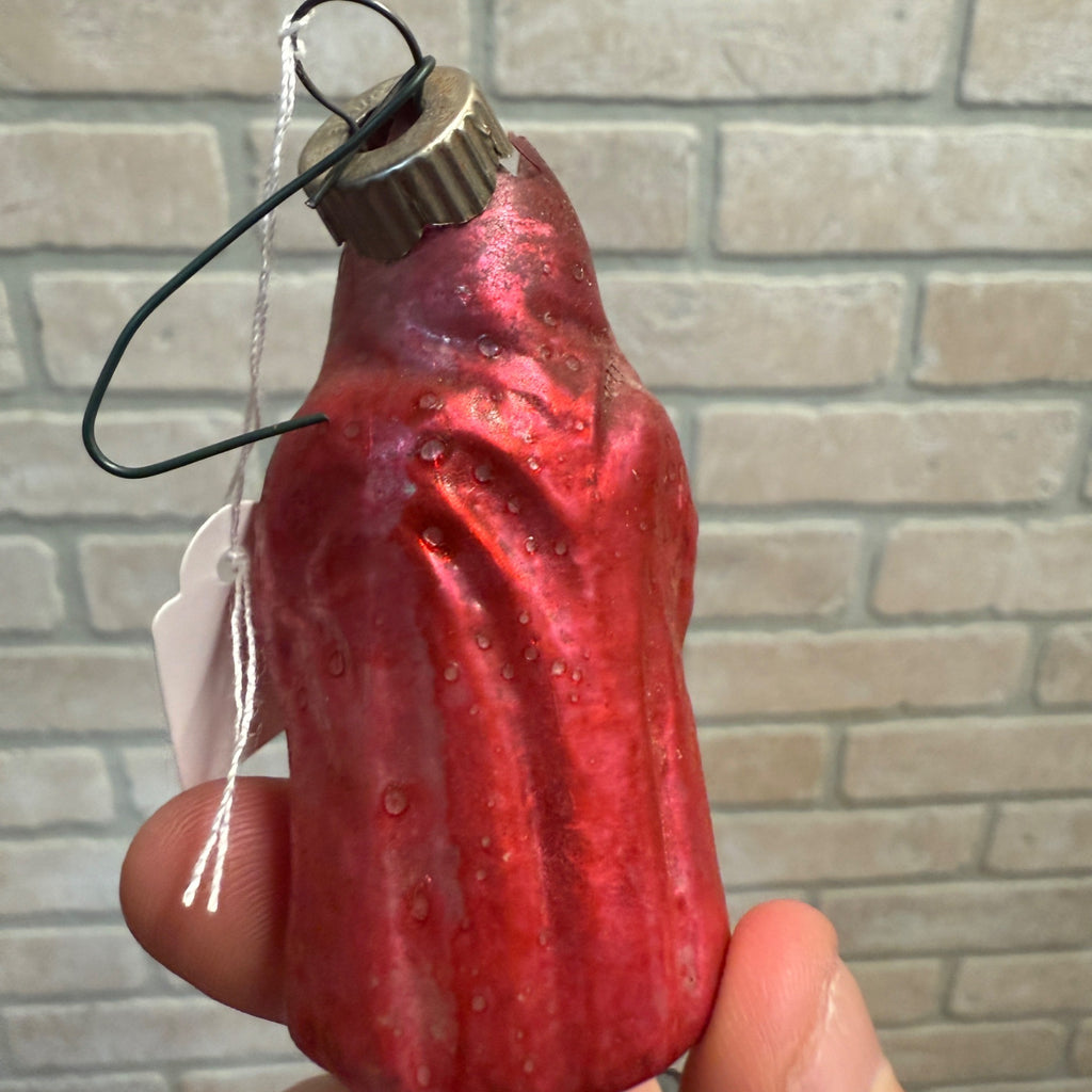 Antique Victorian Christmas Ornament Santa Claus Painted Glass Early As-Is