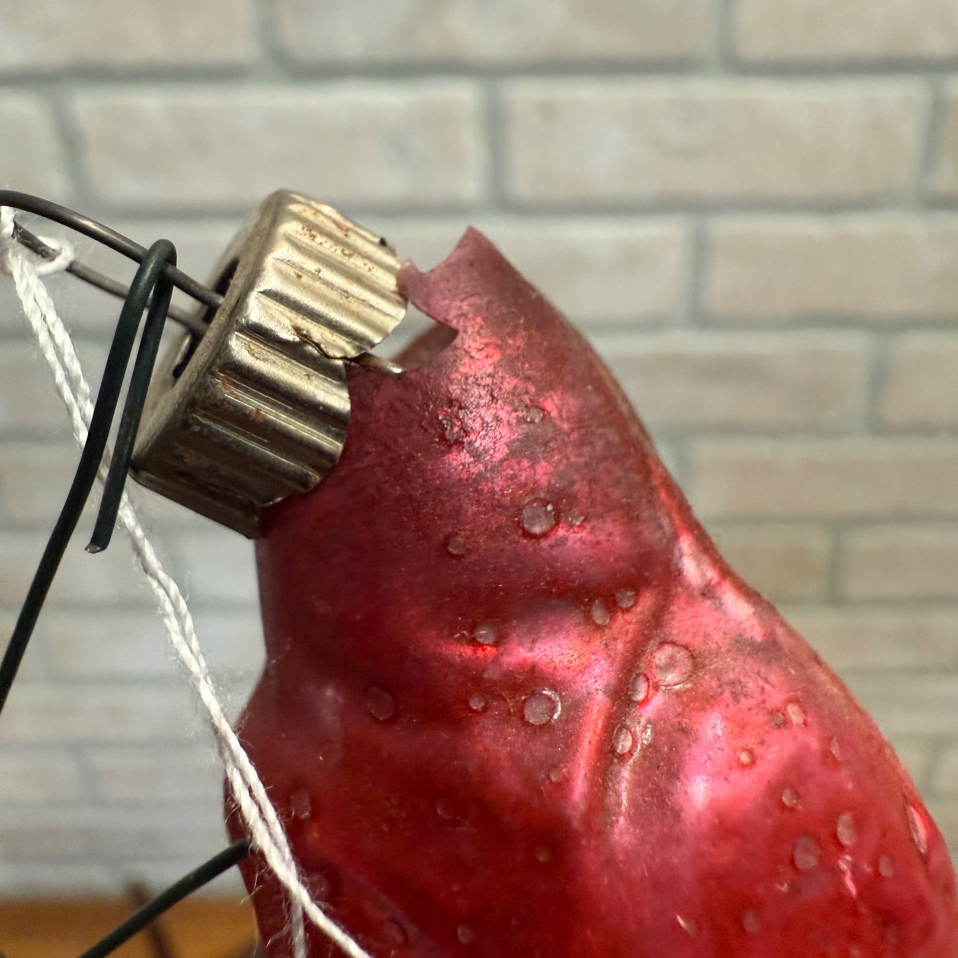 Antique Victorian Christmas Ornament Santa Claus Painted Glass Early As-Is