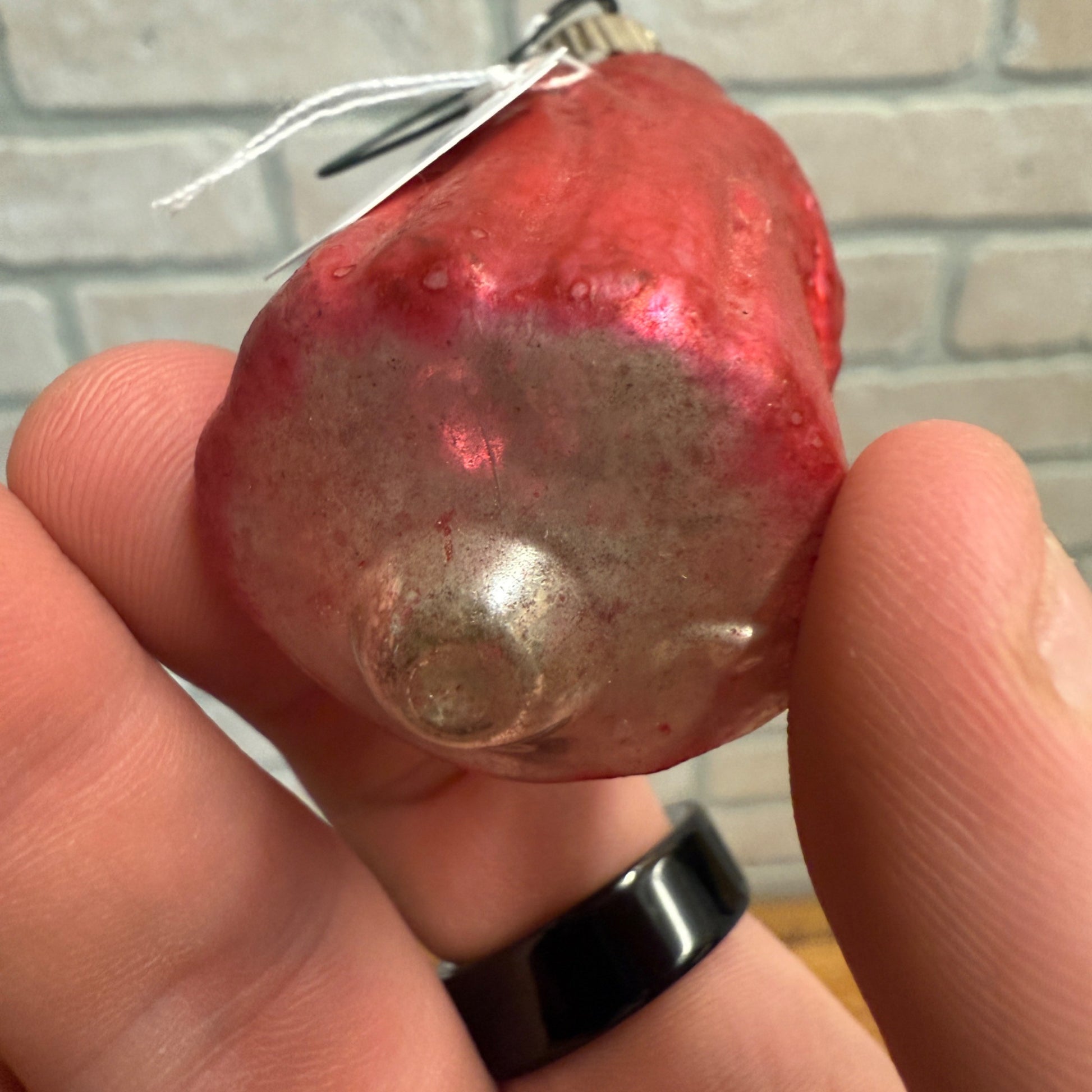 Antique Victorian Christmas Ornament Santa Claus Painted Glass Early As-Is