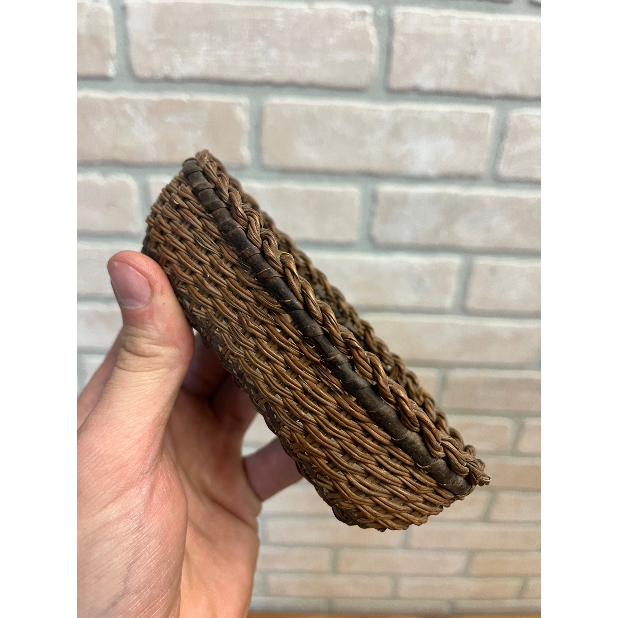 Vintage Native American Hand Woven Willow Splint Basket Primitive Folk Art Small