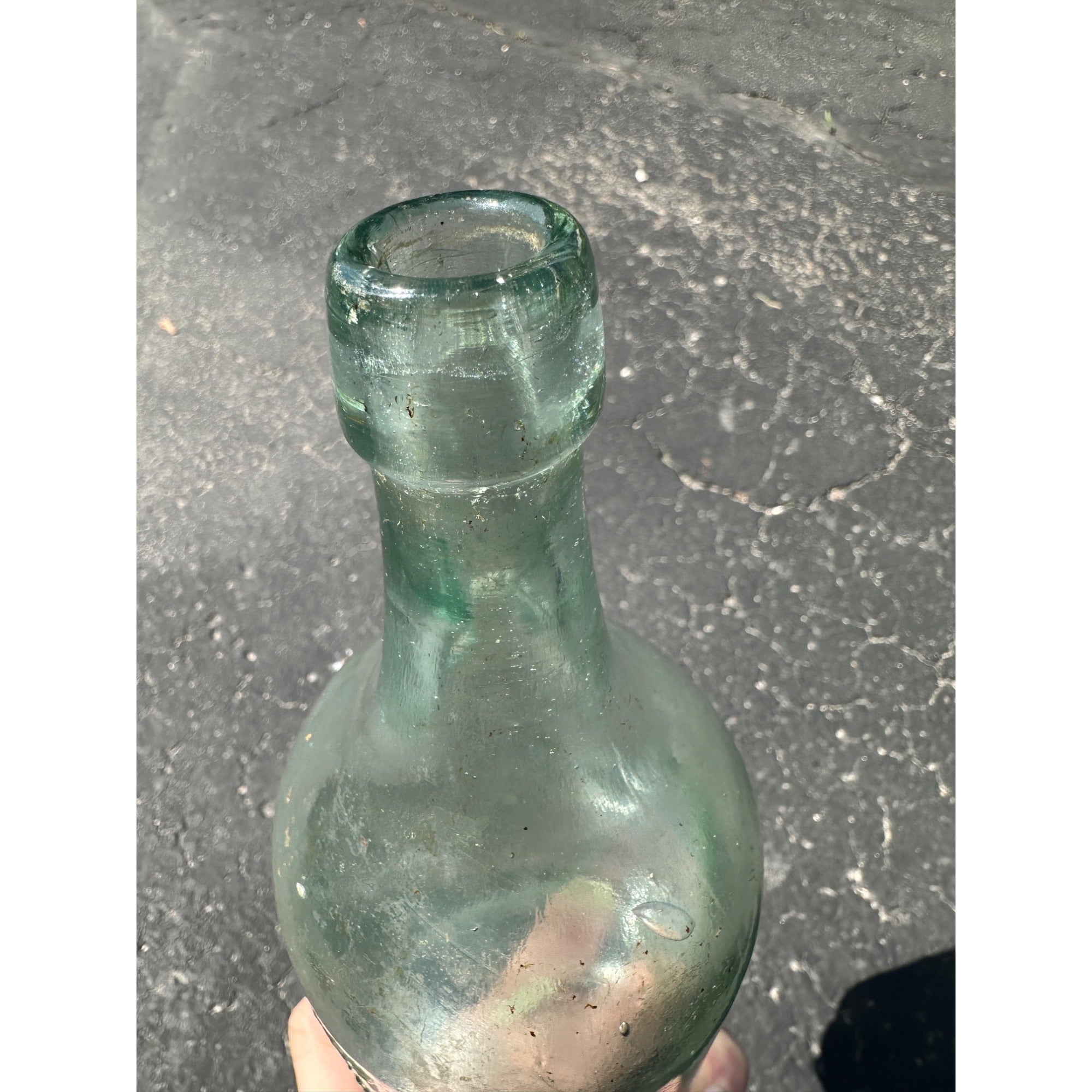 SCARCE Pre-Pro 1890s JJ Tirschel Bottling Works Iron Mountain Mich. Beer Bottle Aqua