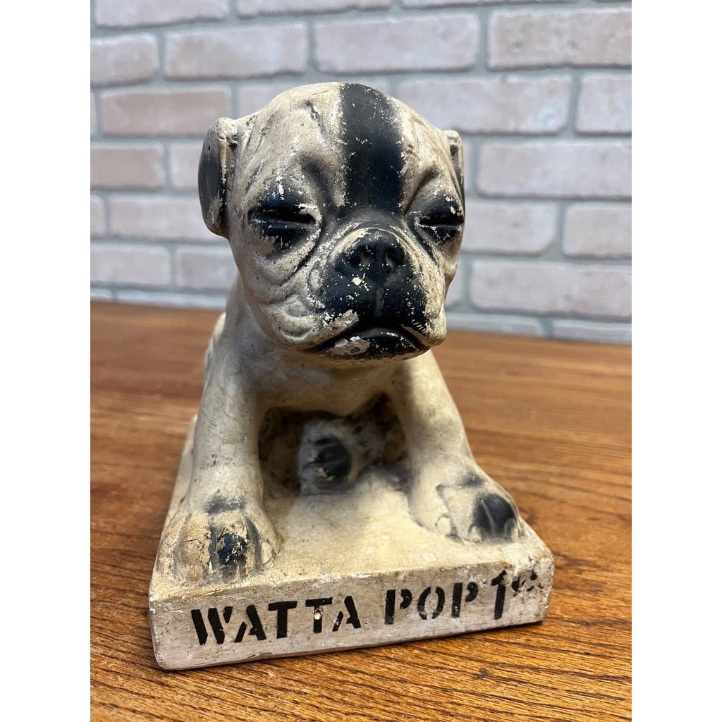 Vintage Watta Pop Chalkware Lollipop Figurine Bull Dog Pug Store Display