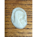 Vintage 1900s Carved Shell Cameo of Virgin Mother Mary Religious Pendant