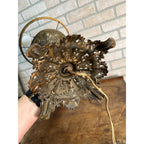 Antique Victorian 1800s Brass Pedestal Oil Lamp w/ Cast Base Ornate Electrified