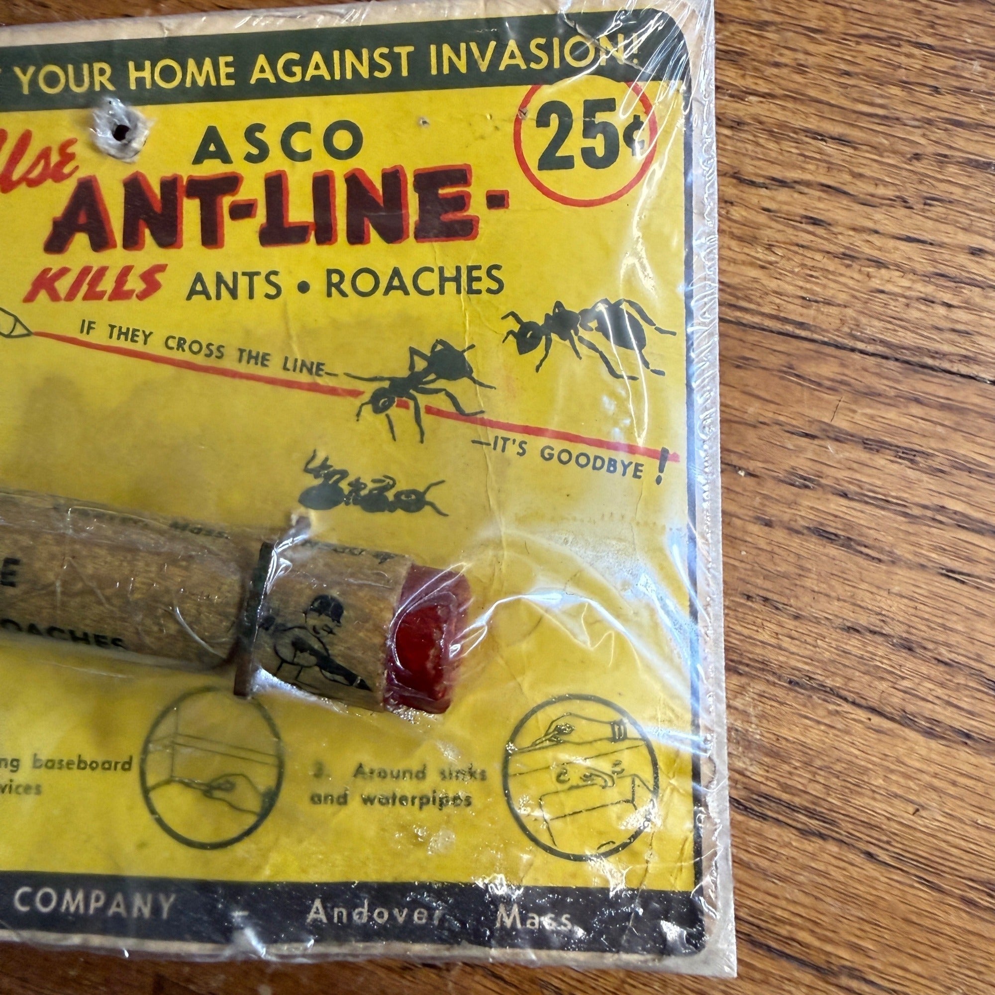 Vintage 1940s ASCO Ant Line Ant Bug Killer Card Package NOS New Old Stock