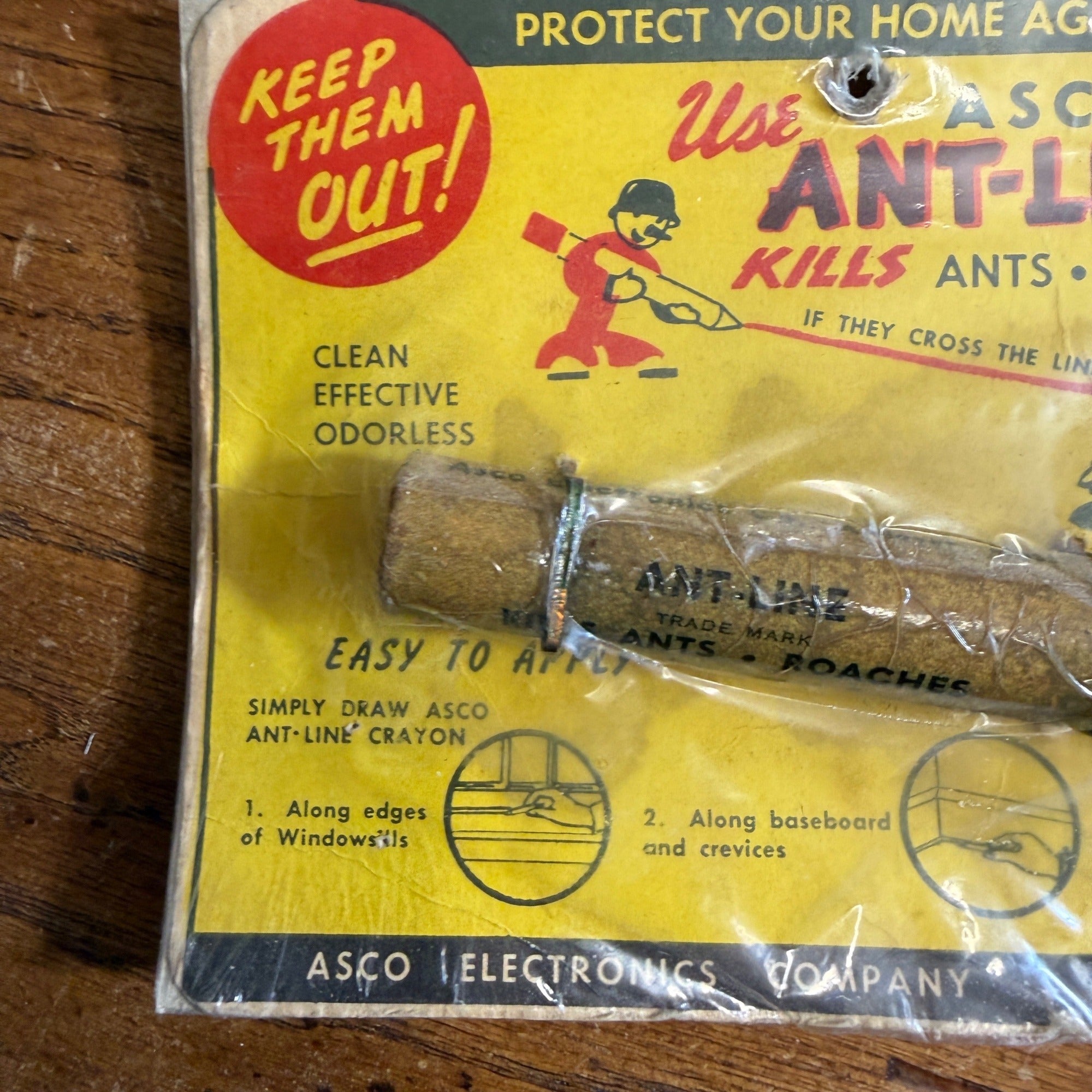 Vintage 1940s ASCO Ant Line Ant Bug Killer Card Package NOS New Old Stock