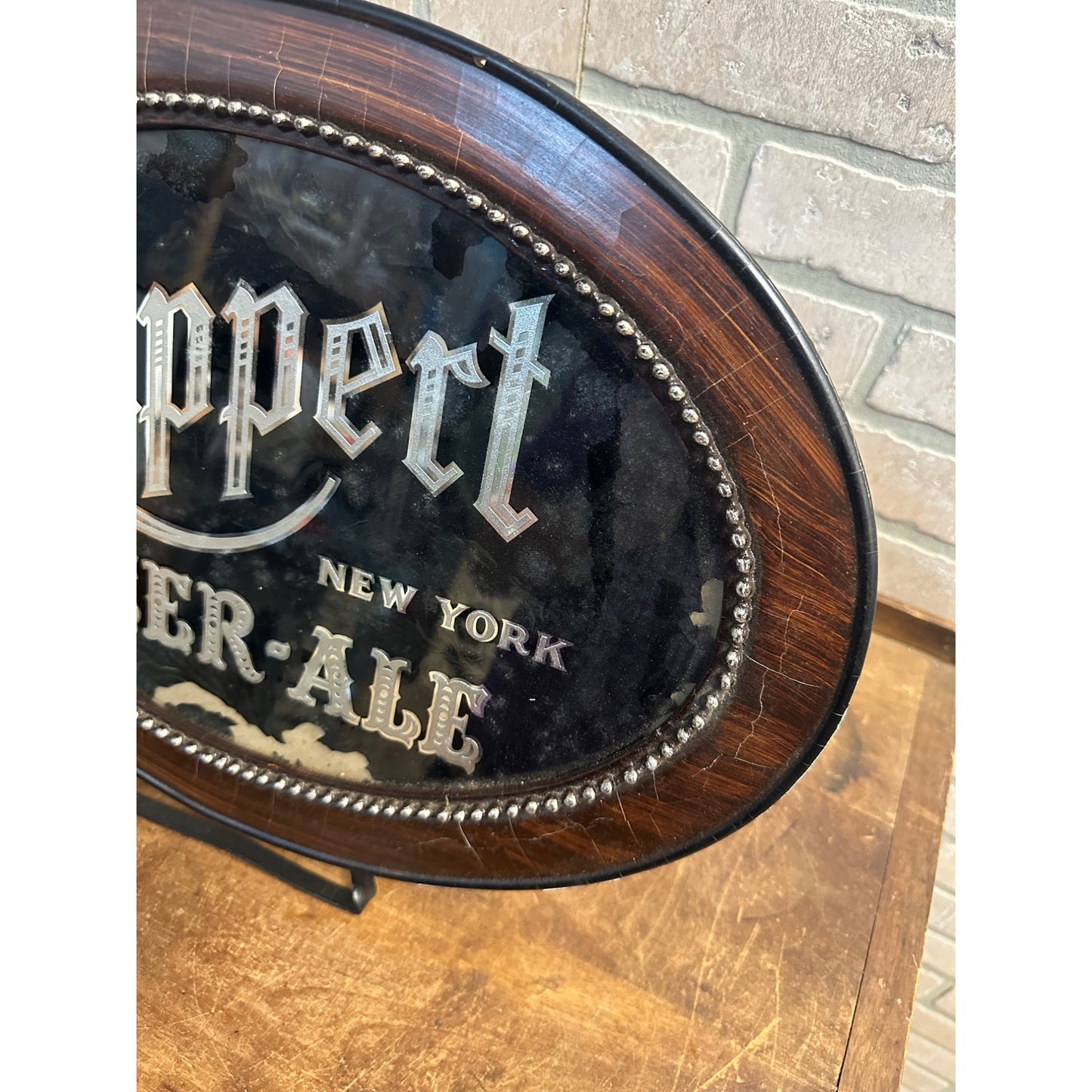 Vintage Ruppert Beer-Ale New York Reverse Painted on Glass w/ Original Box