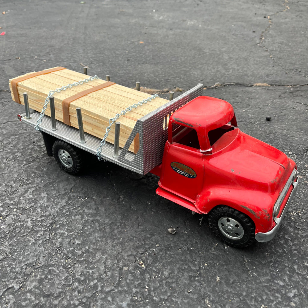 Vintage 1955 Tonka Lumber Truck Flatbed Hauler Pressed Steel Toy