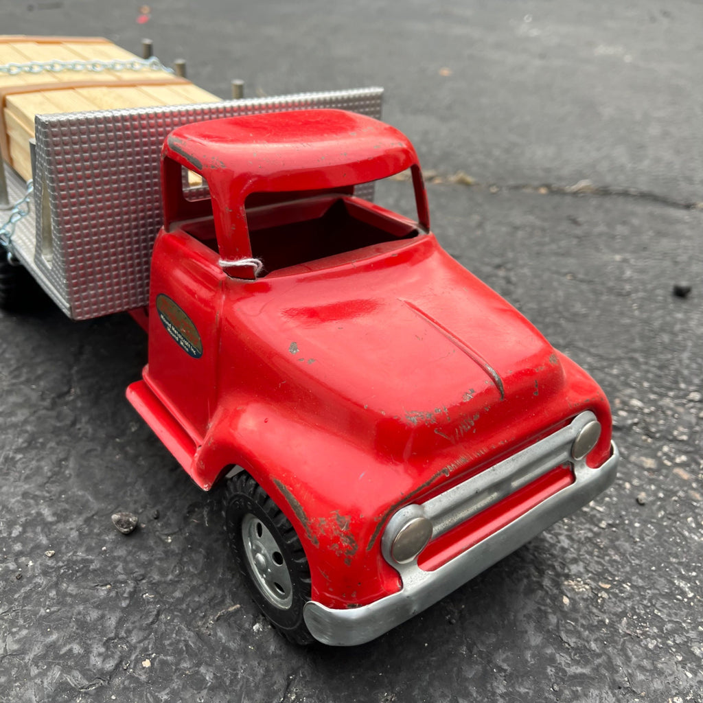 Vintage 1955 Tonka Lumber Truck Flatbed Hauler Pressed Steel Toy