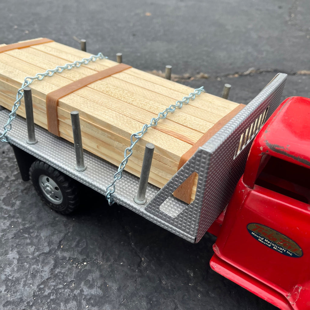 Vintage 1955 Tonka Lumber Truck Flatbed Hauler Pressed Steel Toy