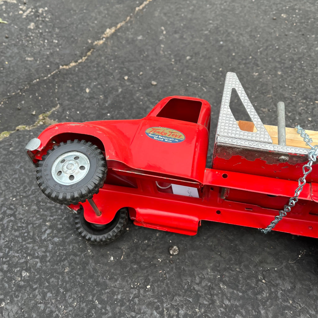 Vintage 1955 Tonka Lumber Truck Flatbed Hauler Pressed Steel Toy