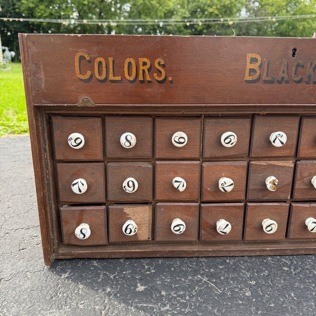 Antique Primitive 36-Drawer General Store Spool Cabinet Advertising Display