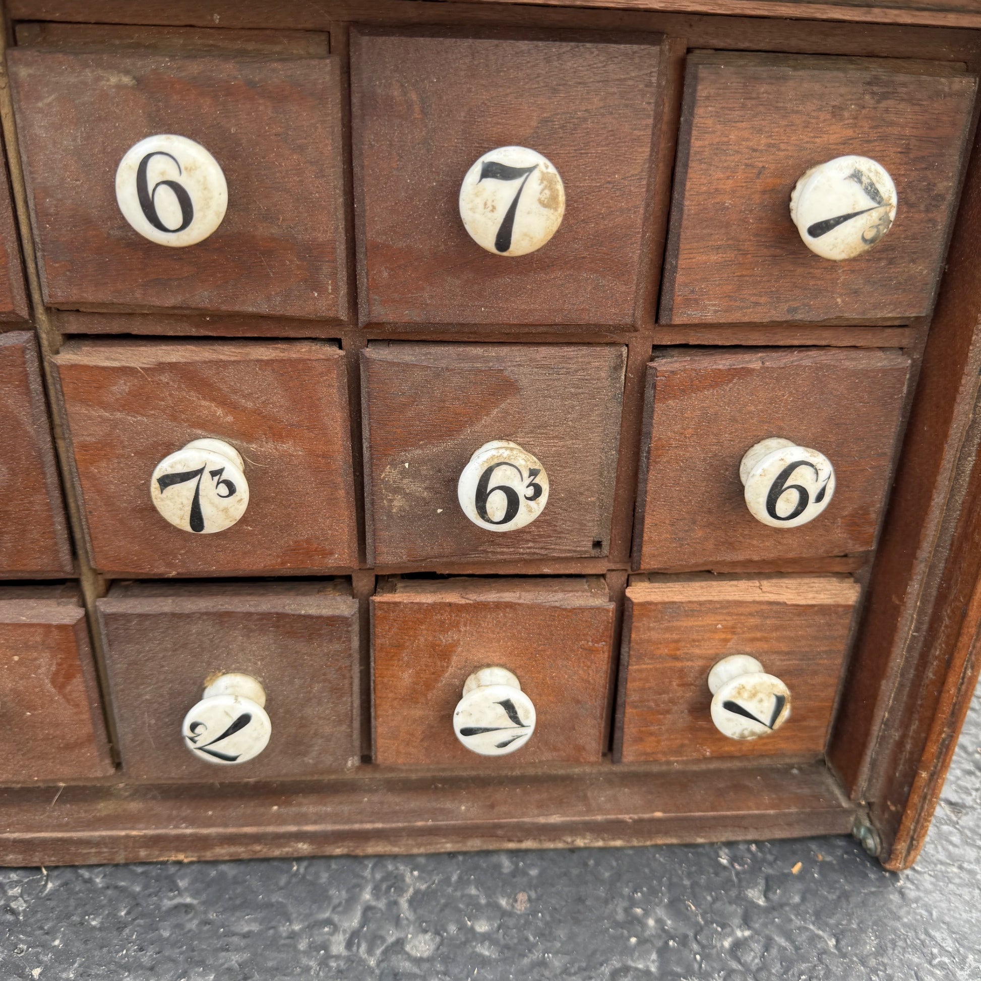 Antique Primitive 36-Drawer General Store Spool Cabinet Advertising Display