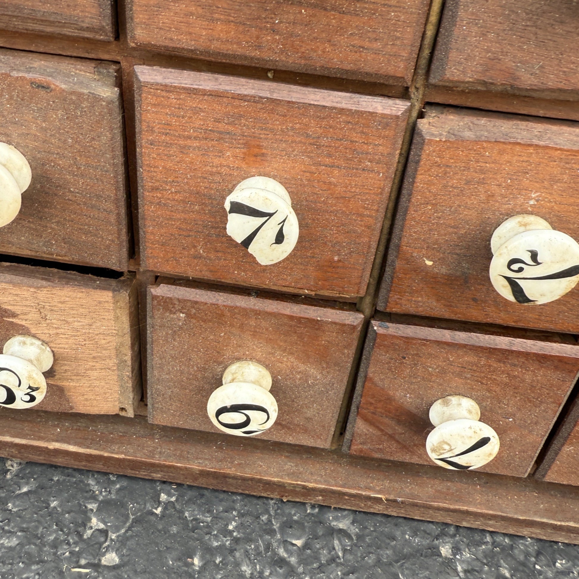 Antique Primitive 36-Drawer General Store Spool Cabinet Advertising Display