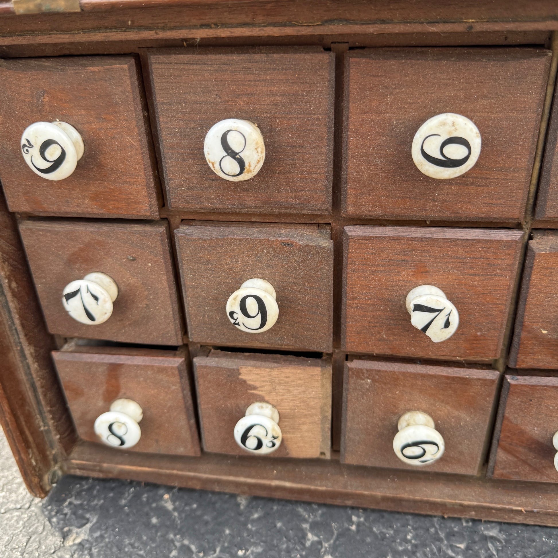Antique Primitive 36-Drawer General Store Spool Cabinet Advertising Display