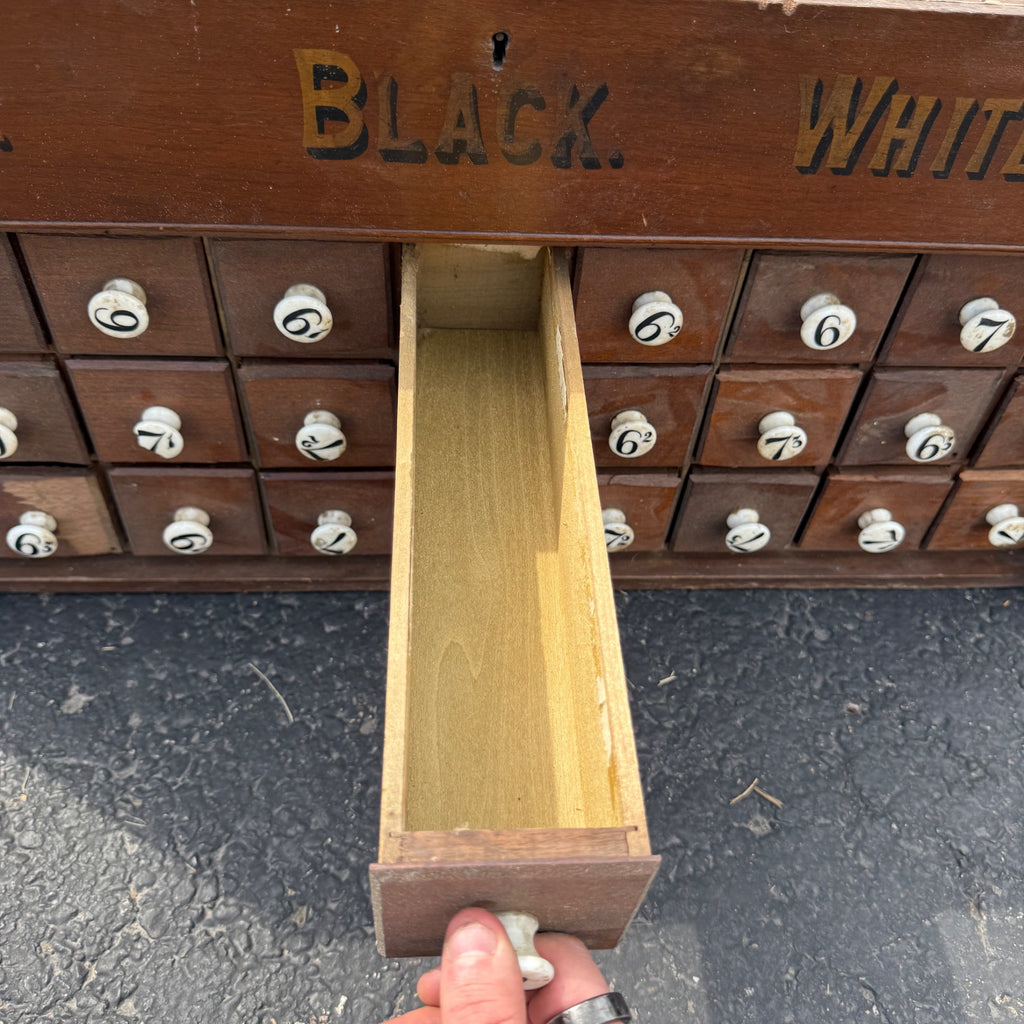 Antique Primitive 36-Drawer General Store Spool Cabinet Advertising Display