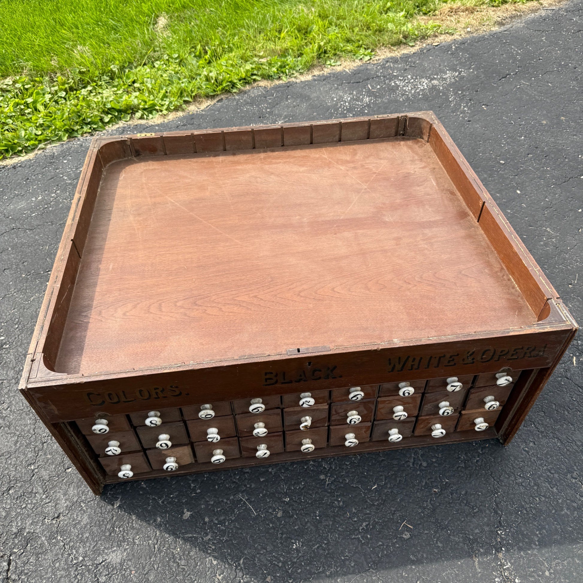 Antique Primitive 36-Drawer General Store Spool Cabinet Advertising Display
