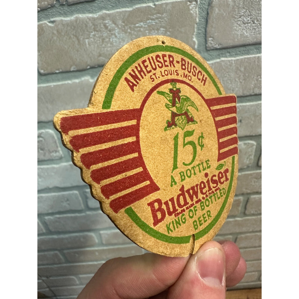 Vintage 1930's Anheuser-Busch Budweiser Beer Coaster 15 Cents a Bottle