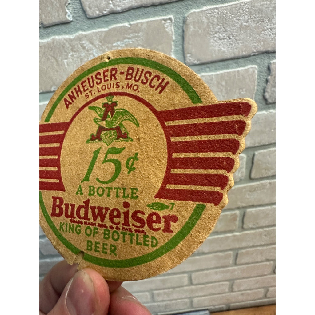 Vintage 1930's Anheuser-Busch Budweiser Beer Coaster 15 Cents a Bottle