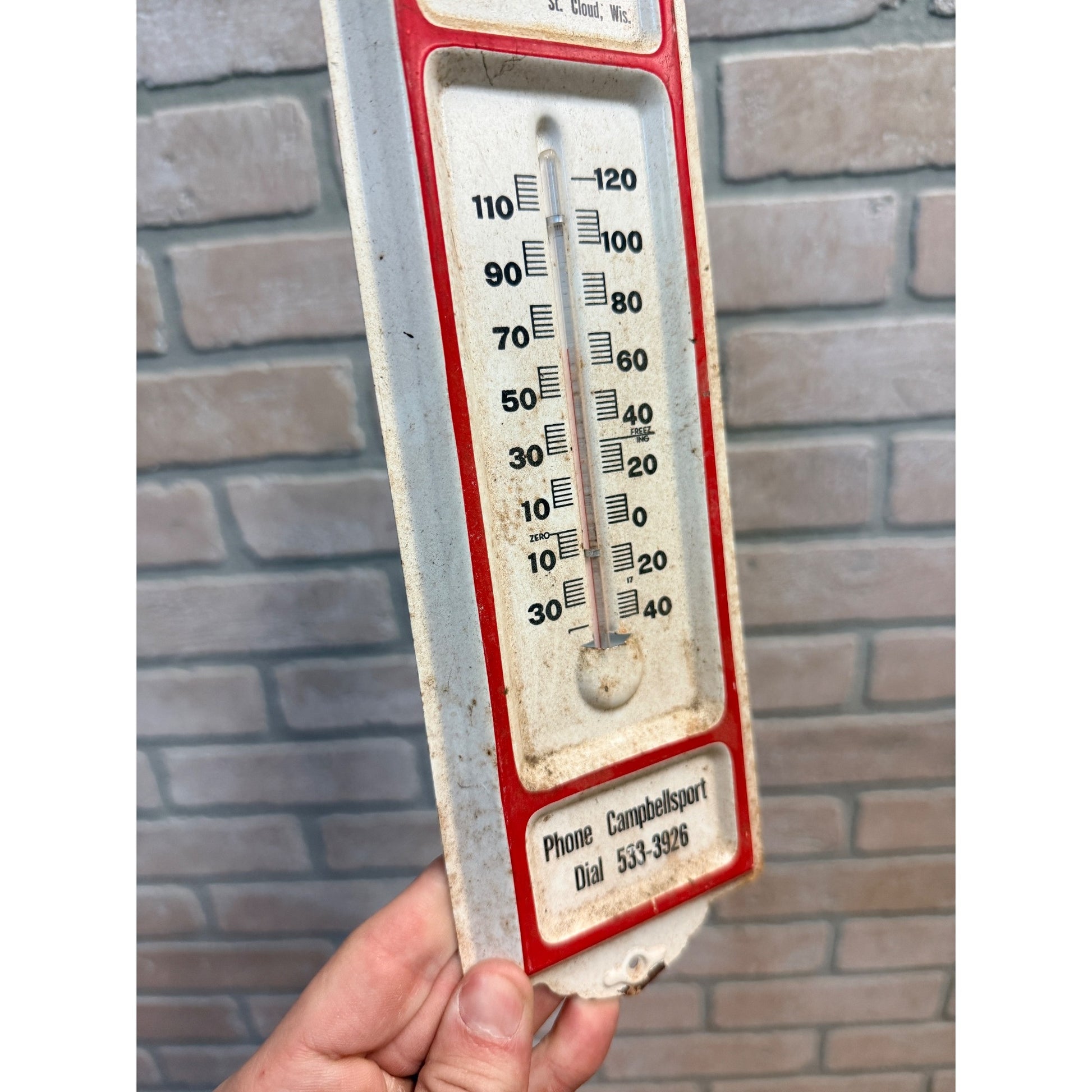 Vintage Holiday Resort Long Lake St Cloud  Gilboy Advertising Thermometer Campbellsport