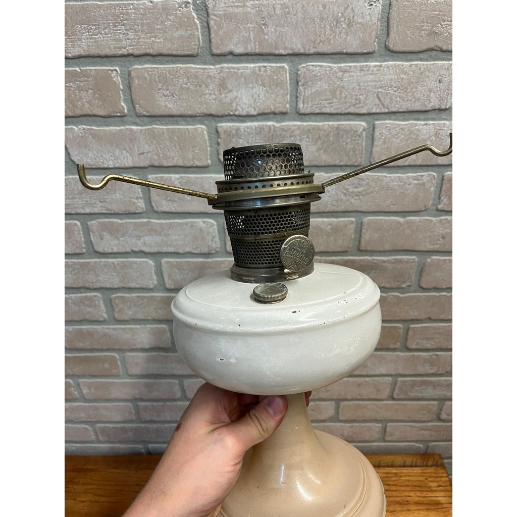 Aladdin White Venetian Glass Oil Lamp w/ Model B Burner & Shade