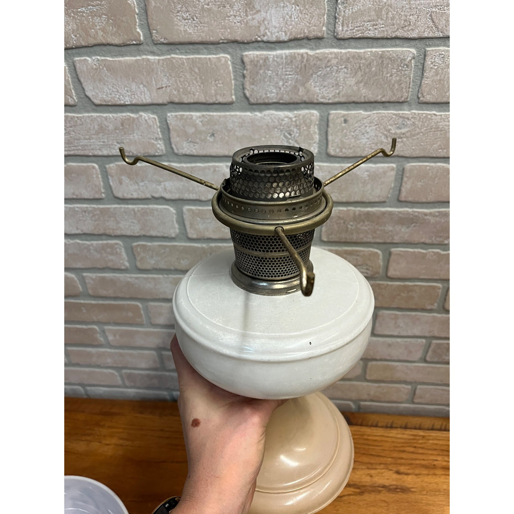 Aladdin White Venetian Glass Oil Lamp w/ Model B Burner & Shade