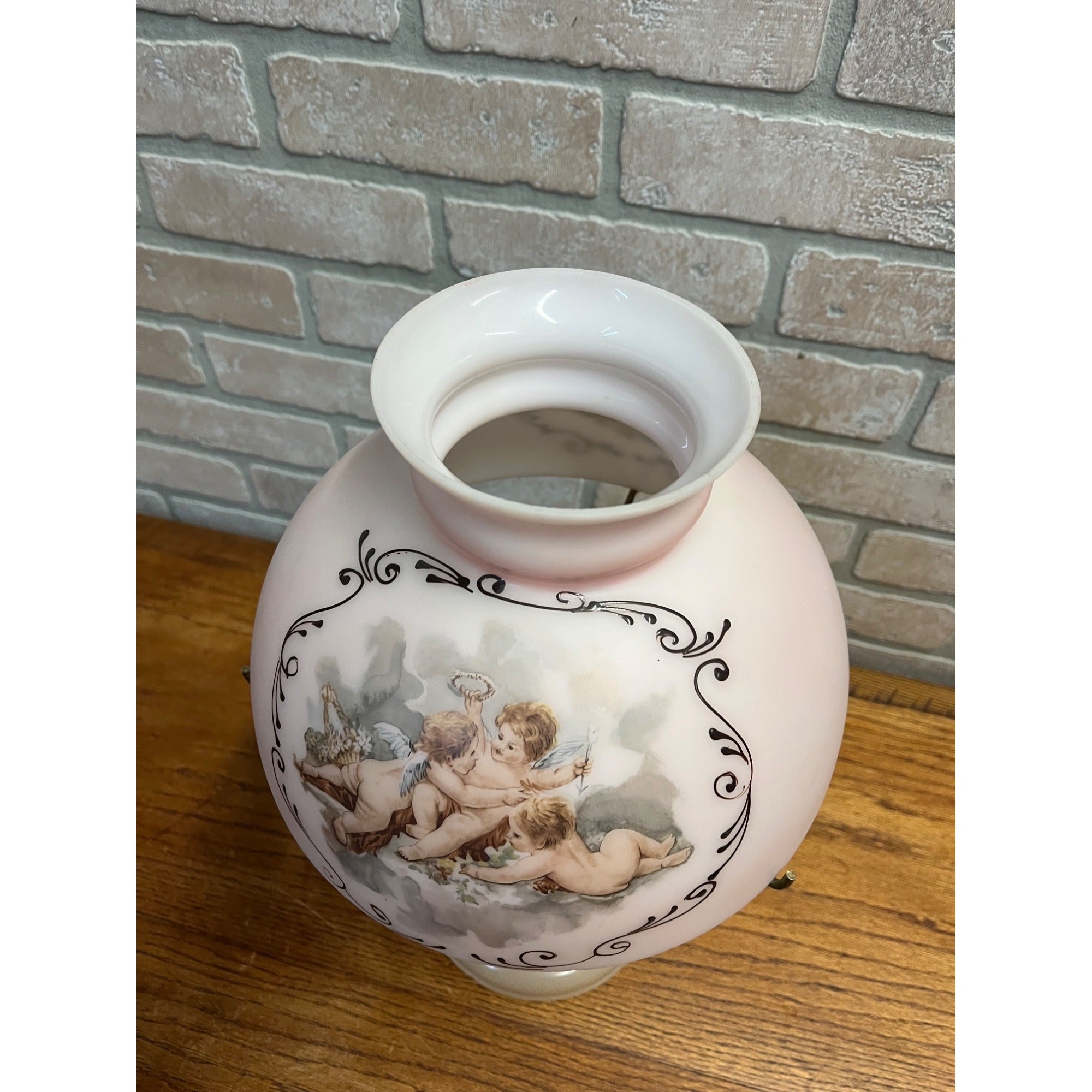 Aladdin White Venetian Glass Oil Lamp w/ Model B Burner & Shade