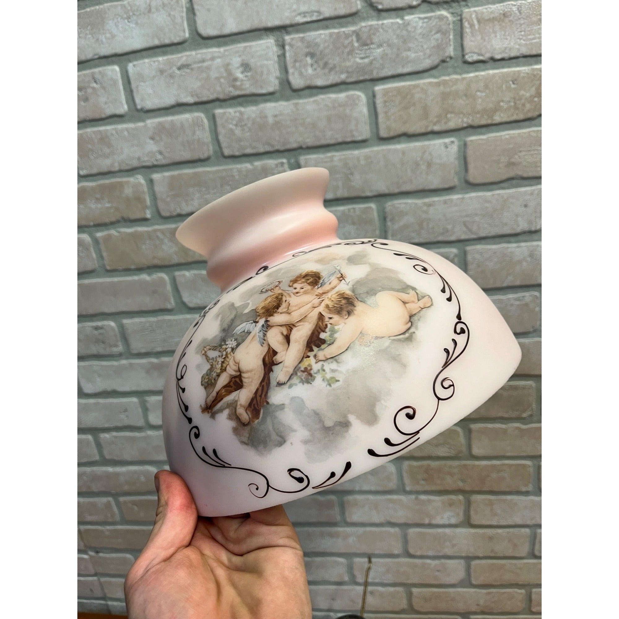 Aladdin White Venetian Glass Oil Lamp w/ Model B Burner & Shade