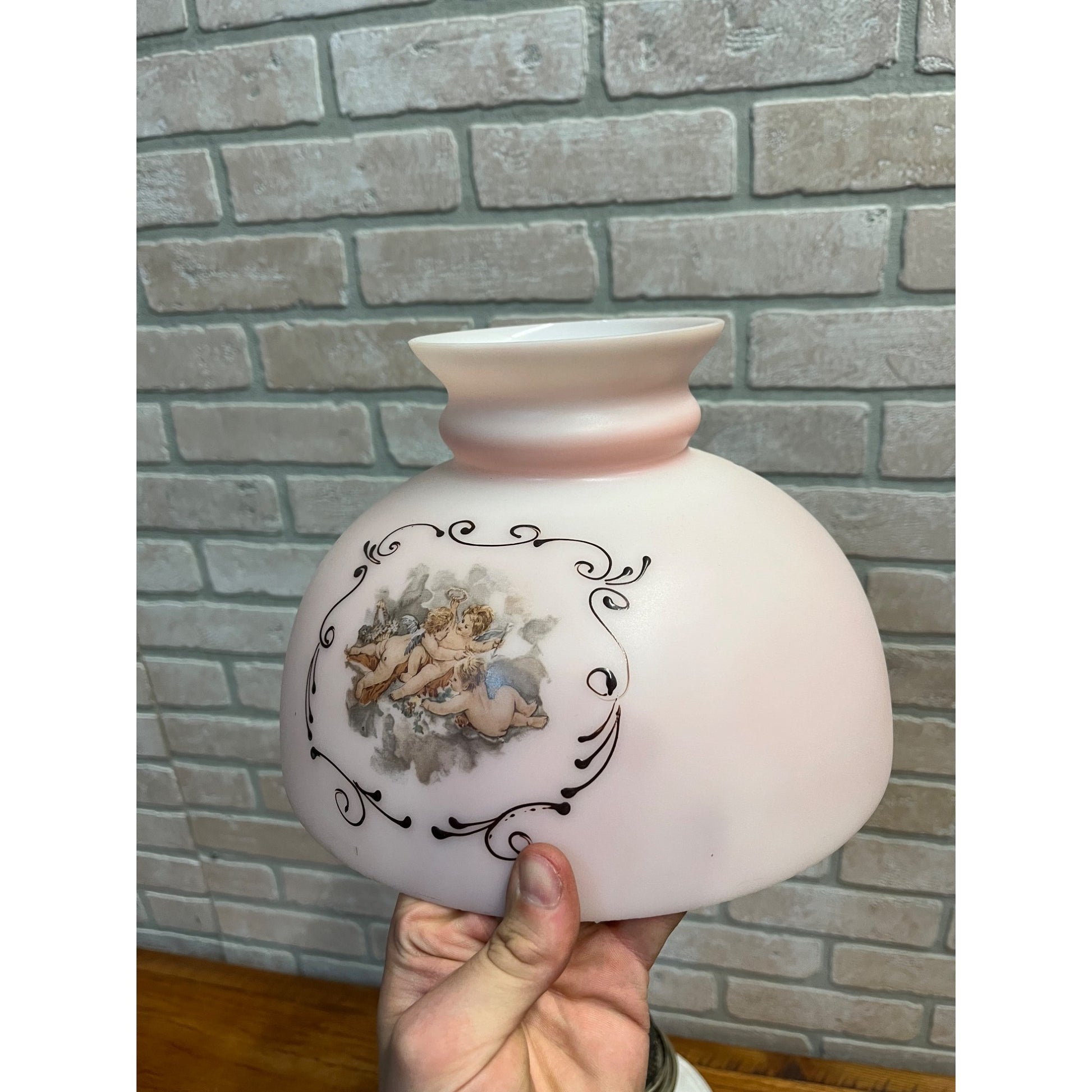 Aladdin White Venetian Glass Oil Lamp w/ Model B Burner & Shade