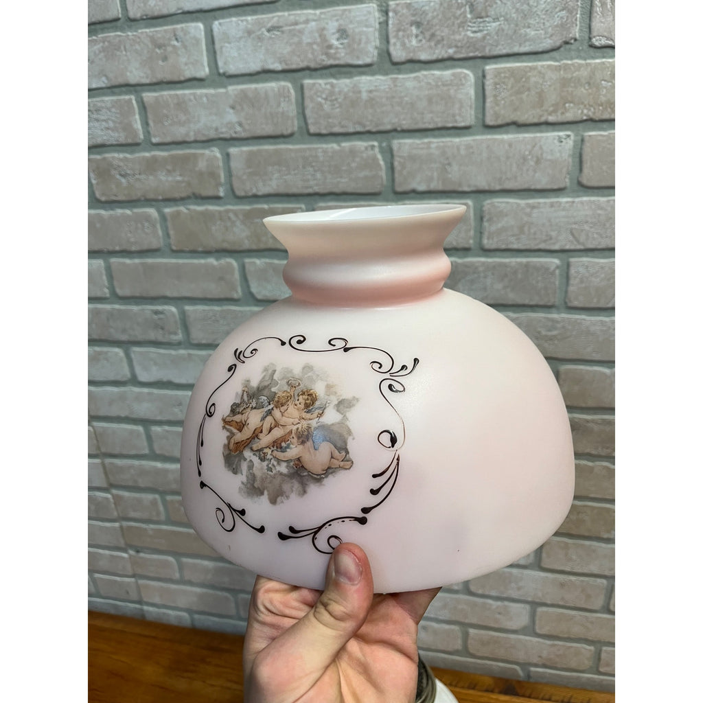 Aladdin White Venetian Glass Oil Lamp w/ Model B Burner & Shade