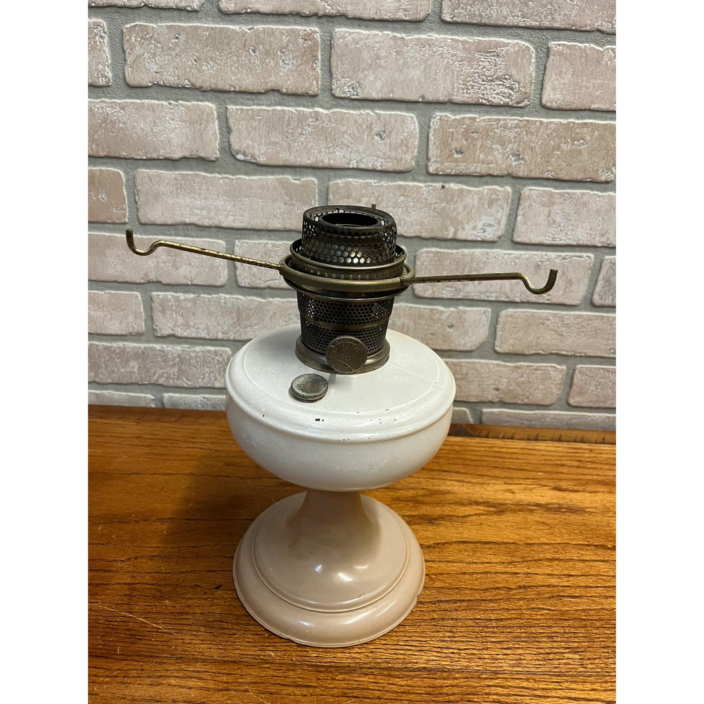 Aladdin White Venetian Glass Oil Lamp w/ Model B Burner & Shade