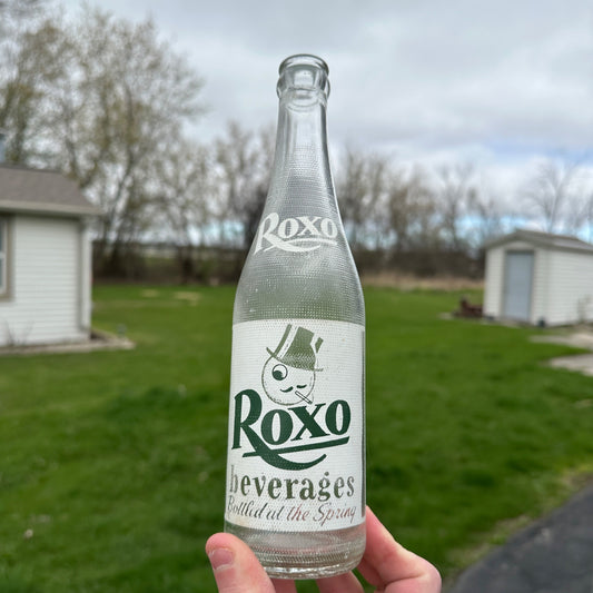 Vintage Roxo Beverages Waukesha Soda Bottle ACL 12oz