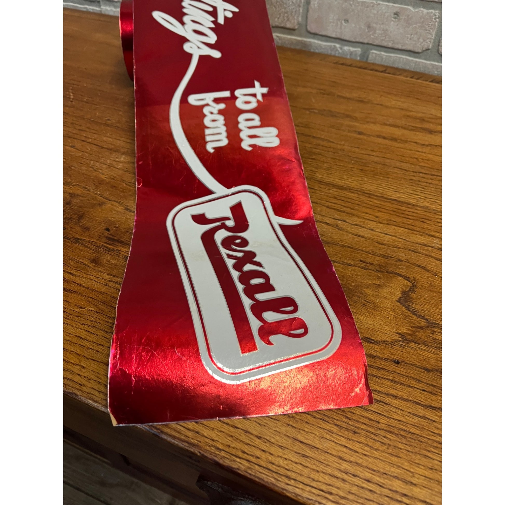 Vintage Rexall Drug Store Seasons Greetings Christmas Store Foil Paper Roll