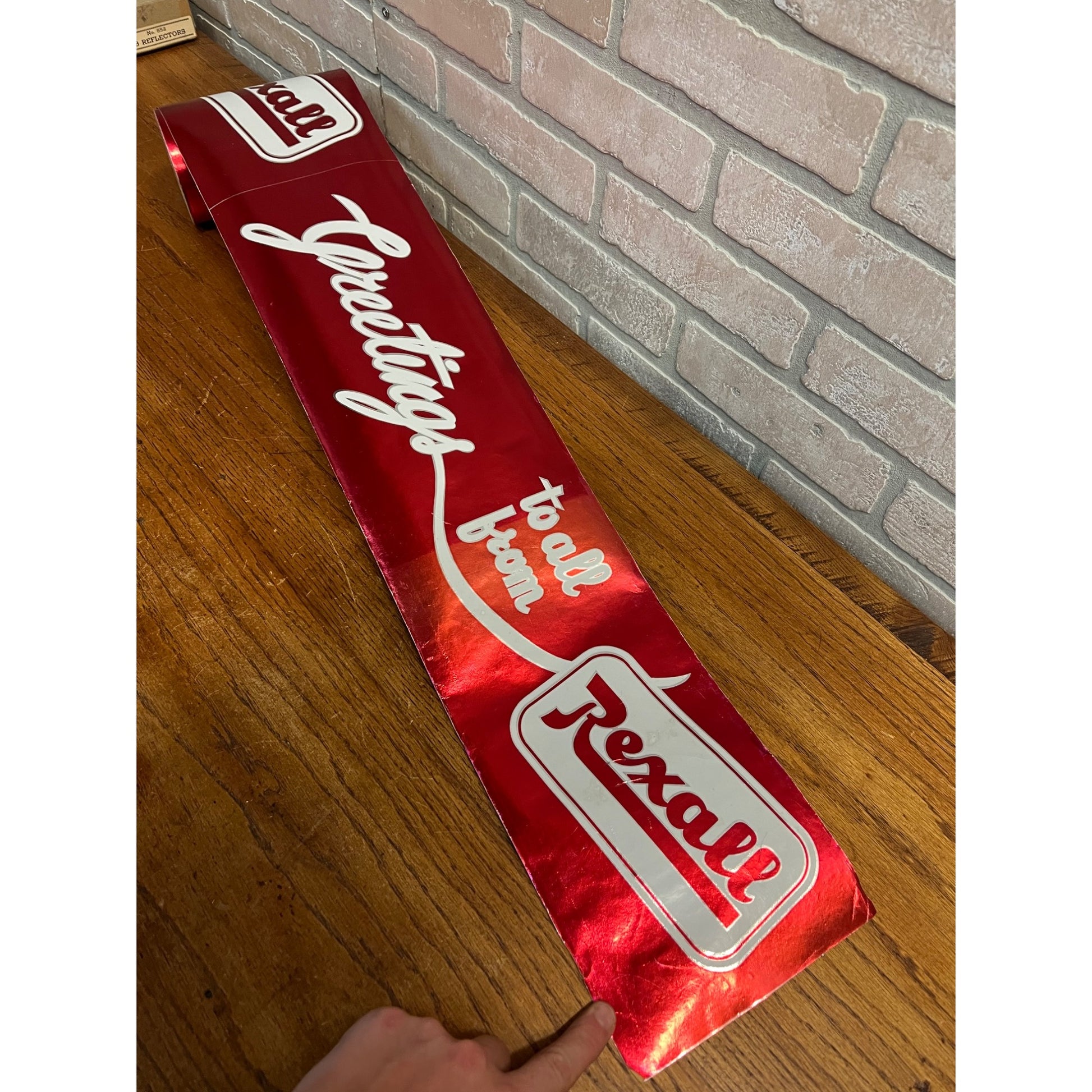 Vintage Rexall Drug Store Seasons Greetings Christmas Store Foil Paper Roll