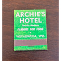 Vintage Archie's Motel Weyauwega Wisconsin WI Unstruck FULL Matchbook Restaurant
