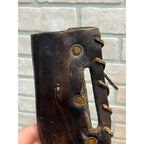 Vintage Fixed Hunting Camp Knife Wood Handle w/ Leather Sheath Beaded Native?