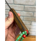 Vintage Fixed Hunting Camp Knife Wood Handle w/ Leather Sheath Beaded Native?