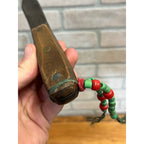 Vintage Fixed Hunting Camp Knife Wood Handle w/ Leather Sheath Beaded Native?