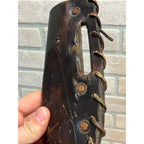 Vintage Fixed Hunting Camp Knife Wood Handle w/ Leather Sheath Beaded Native?