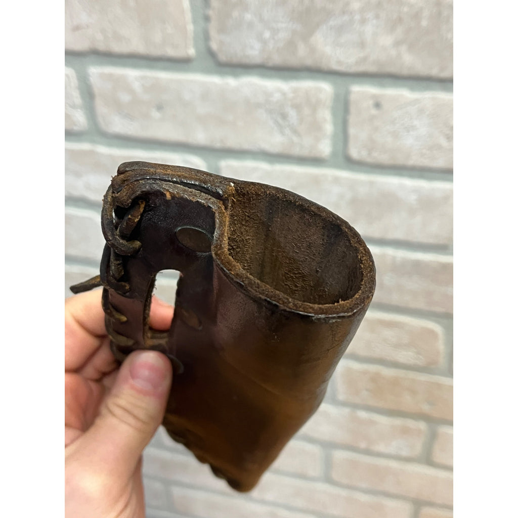 Vintage Fixed Hunting Camp Knife Wood Handle w/ Leather Sheath Beaded Native?