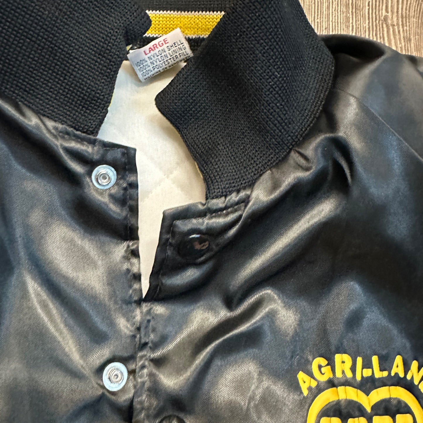 Vintage Black & yellow Agriland Co-Op Jacket Large Farming Advertising 1990s