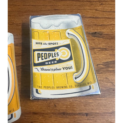 Vintage 1950s People's Brewing Co. Beer Advertising Playing Cards Oshkosh WI Wis