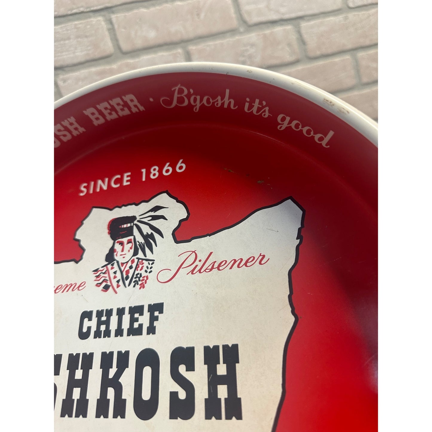 Vintage 1950s Chief Oshkosh Brewing Co. Beer 12" Advertising Serving Tray Wis WI