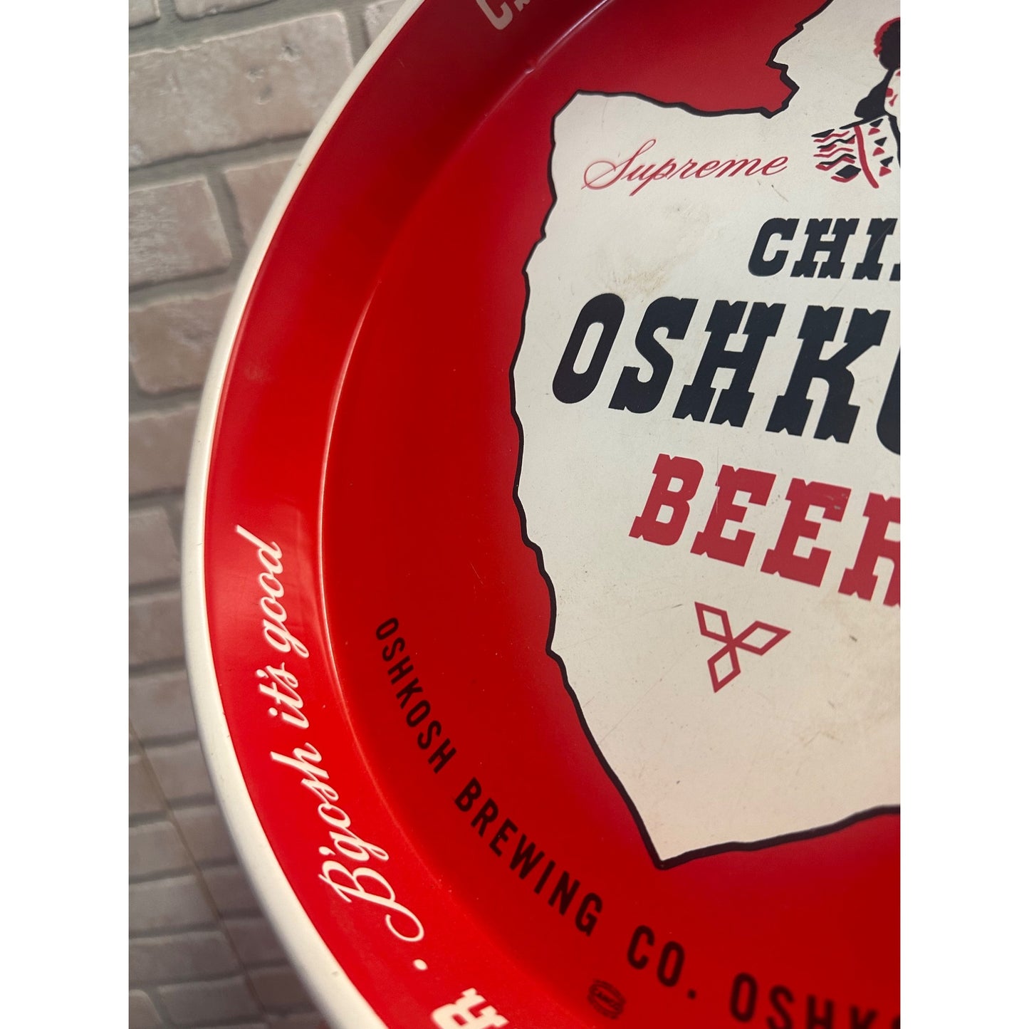 Vintage 1950s Chief Oshkosh Brewing Co. Beer 12" Advertising Serving Tray Wis WI