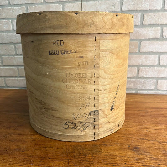 Vintage Wooden Cheese Wheel Crate Box Primitive Aged Cheddar Dairy