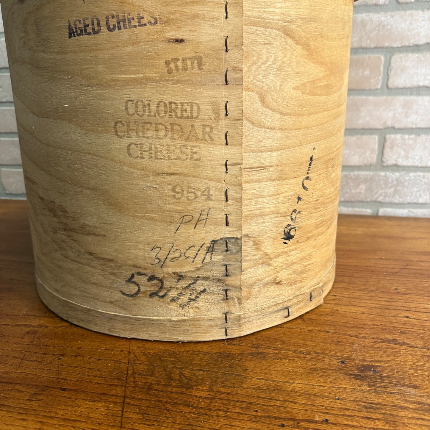 Vintage Wooden Cheese Wheel Crate Box Primitive Aged Cheddar Dairy